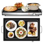 Chauffe - plat Électrique - relax4life - 300w - plaque en verre trempé - poignées latérales en inox - ... Chauffe - plat Électrique - relax4life - 300w - plaque en verre trempé - poignées latérales en inox - ...