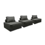 Lot de 3 chauffeuses pour canap� modulables tissu capitonn� gris avec 1 coussin