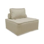 Chauffeuse pour canap� modulable tissu capitonn� beige avec un coussin