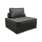 Chauffeuse pour canap� modulable tissu capitonn� gris avec un coussin