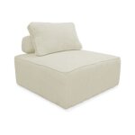 Chauffeuse pour canap� modulable velours c�tel� cr�me avec un coussin