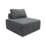 Chauffeuse pour canap� modulable velours c�tel� gris avec un coussin