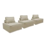 Lot de 3 chauffeuses pour canap modulables tissu capitonn beige avec 1 coussin