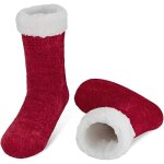 Chaussettes antidrapantes pour femme - zgeer - rouge - chaussons chaussettes en polaire douce