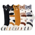 Chaussettes femme polaire pattes de chat - rose - hiver thermique cadeau anniversaire noel