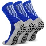 Chaussettes de football - antid�rapantes - respirantes - anti ampoules - 3 paires - bleu