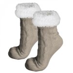 Chaussettes polaires mixtes vivezen - taille 35 - 39 - beige avec microbilles antid�rapantes