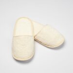 Chausson de bain en coton ponge impermable mixte spa - linandelle - ivoire - homme