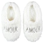 Chaussons ballerine blancs en polyester doux - linnea - amour - confortable et original - taille unique ...