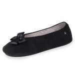 Chaussons ballerines femme bijou - isotoner - noir - micro - velours - semelle x - tra confort