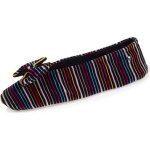 Chaussons ballerines femme - isotoner - rayures noires - n?ud dlicat - velours biologique