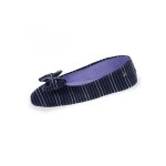 Chaussons ballerines femme en velours rayures - isotoner - 95991 - bleu - mixte - adulte