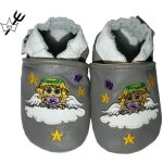 Chaussons b�b� en cuir souple astro - princesses & diablotins - vierge - gris et blanc