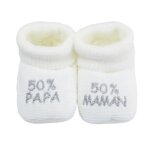 Chaussons naissance - message : 50% maman 50% papa