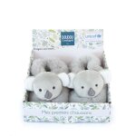 Chaussons b�b� peluche koala avec hochet doudou & compagnie unicef - gris - 0 / 6 mois