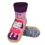 Chaussons chaussettes avec semelle en cuir chien