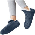 Chausson chaussette mixte - antidrapantes slipper maison hiver - bleu - douce polaire epaisse thermique ...