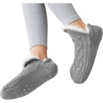 Chausson chaussette mixte - maison slipper - hiver chaud doux polaire - semelles antidrapantes - gris ...