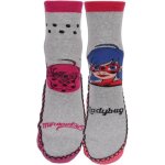 Chaussons chaussettes - zag heroez - miraculous - lot de 2 - antid�rapantes - fille - gris / rose
