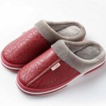 Chaussons en coton et cuir ecelen - rouge - chauds et moelleux - semelle rsistante  lusure