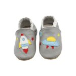 Chaussons cuir souple bébé chaussures premiers pas bébé garçon fille - gris Chaussons cuir souple bébé chaussures premiers pas bébé garçon fille - gris