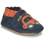 Chaussons enfant - robeez - beep beep - marine fonc / orange - cuir - confort exceptionnel