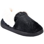 Chausson femme cocooning - ozabi - md8698 noir - fourr�es et antid�rapantes