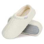 Chausson femme dint�rieur ferm� confortable en polaire teddy - blanc - leoclotho - taille 36 - 43