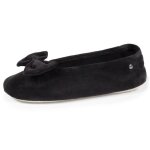 Isotoner chaussons ultra confortables en coton biologique et semelle en cuir dtail grand n?ud noir femme ...