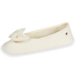 Isotoner chaussons ultra confortables semelle en cuir dtail grand n?ud ivoire femme