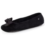 Chaussons femme en velours noir avec grand nud en satin - isotoner 97275 - aag - 36