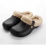 Chaussons dhiver pour femme et homme - maison fourrées - noir - semelle souple et antidérapante Chaussons dhiver pour femme et homme - maison fourrées - noir - semelle souple et antidérapante