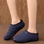 Chaussons hiver plus velours femme gardez au chaud pantoufles en coton de neige impermables en plein ...