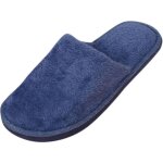 Chaussons hommes bleu en peluche douce anti - drapant pour chambre dhiver