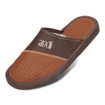 Chaussons hommes en cuir 100% naturel - becomfy - semelle eva - marron vip - tailles 40 - 46 eu