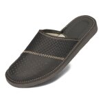 Chaussons hommes en cuir 100% naturel semelle eva noir 40 - 46 eu - becomfy