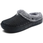 Chaussons hommes en cuir noir - afj jeep - doublure en peluche - taille 41 - 45