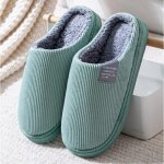 Chaussons dintrieur - pantoufles femme hiver chaude confort mmoire peluche - vert - respirant et antidrapan ...
