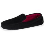 Isotoner chaussons ultra confortables et l�gers en coton biologique et semelle en cuir noir homme
