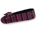 Isotoner chaussons ultra confortables en coton biologique et semelle en cuir dtail grand n?ud rayures ...