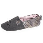 Isotoner chaussons en jersey et semelle  picots antidrapants gris chin fonc femme