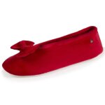 Isotoner chaussons ultra confortables semelle en cuir dtail grand n?ud rouge femme