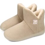 Chausson montant femme homme hiver - amoune - maison doubl chaud pantoufles - beige - synthtique