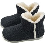Chaussons montant dhiver pour femmes homme pantoufles antidrapantes dintrieur bottes en tricot pelucheux ...