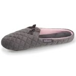 Chaussons mules gris fonc femme - isotoner - tissu matelass - semelle anti - drapante