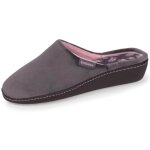 Isotoner chaussons ultra doux ultra confort talon de 4 cm gris fonc femme