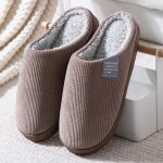 Chausson pantoufle babouche pour homme confortable chaud hiver en coton doux - marron brun