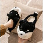 Chaussons - peluche - dessin animaux - noir - femme / homme - hiver