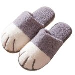 Chausson peluche douce chat patte chaussons homme indoor - leoclotho - gris - cadeaux cratifs femme ...