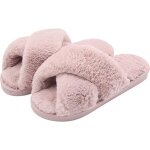Chausson peluche femme - pantoufle chaude et confortable - rose - taille 36 - 37